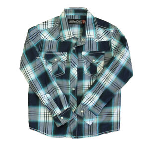 Soverign Codes Boys Black | Blue Plaid Button Down Long Sleeve size: 4T